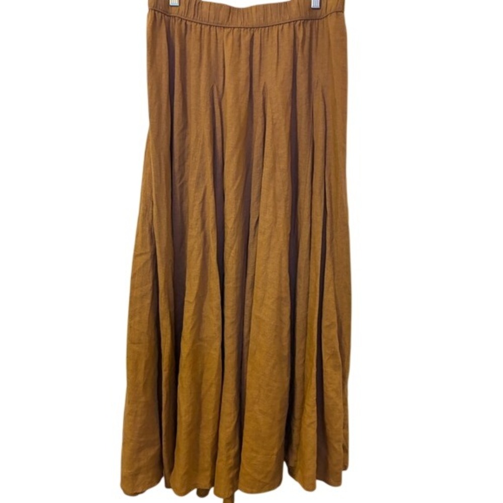 Universal Thread Brown Linen Blend Godet Maxi Skirt Size M
